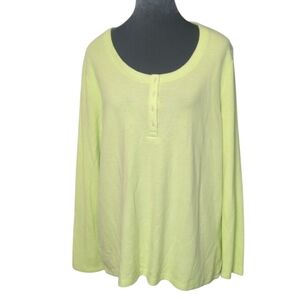 Loft Neon Green Henley Style Pullover Sweater Petite Size XXLP